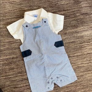 Rugged butts shortall and button down set 3-6mo